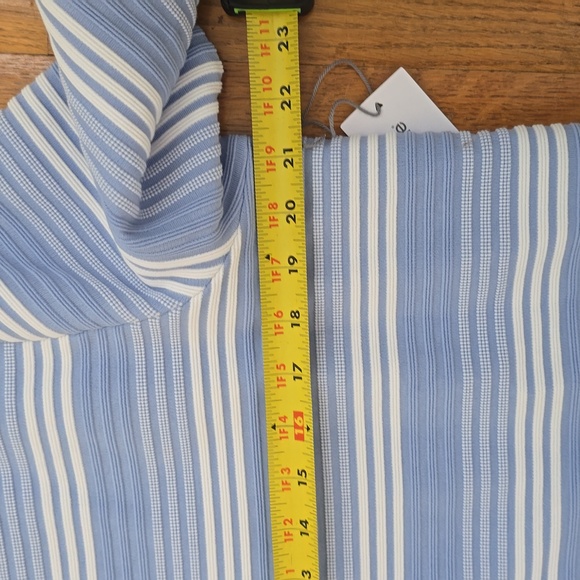 LIZ CLAIBORNE BRAND WOMEN'S BLUE & WHITE STRIPES 3/4 SLEEVES TOP SIZE LARGE - Picture 11 of 16